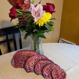 Elegant Purple and Gold Brocade‎ Pouches